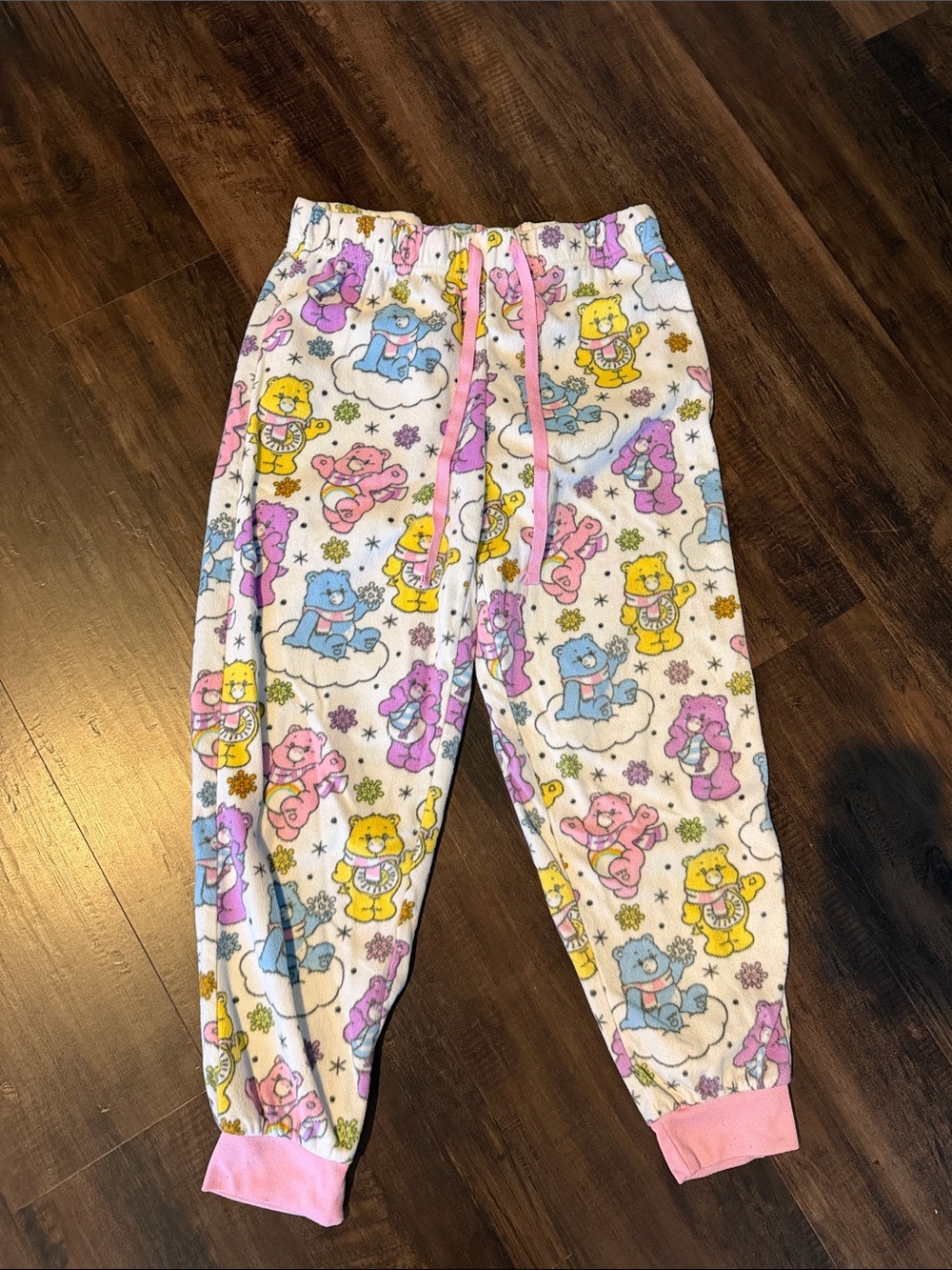 Care Bears Pink Multicolor Fleece Pajama Pants with Drawstring